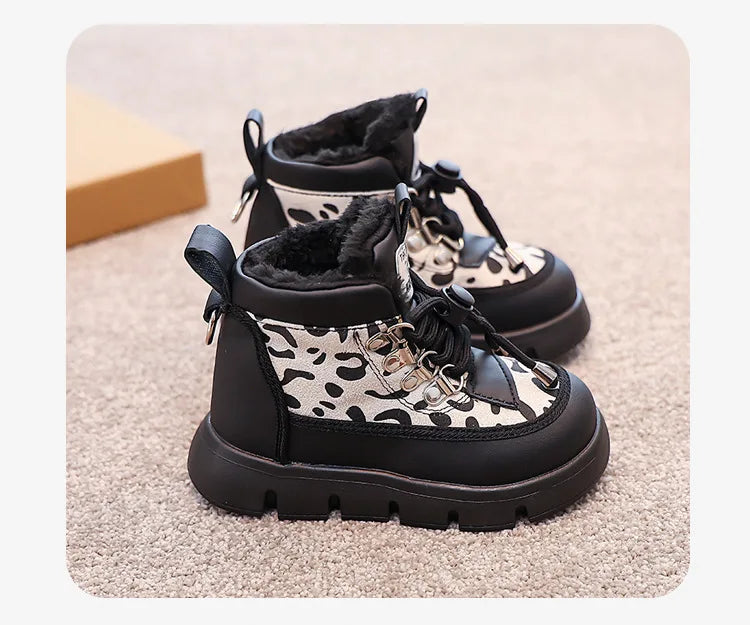 Warm Girl Boots Plush Anti Slip Winter Boot Casual Versatile Snow Boots Trendy Classic Girl Shoe Thick Soled Comfort Cotton Boot kids_shoes