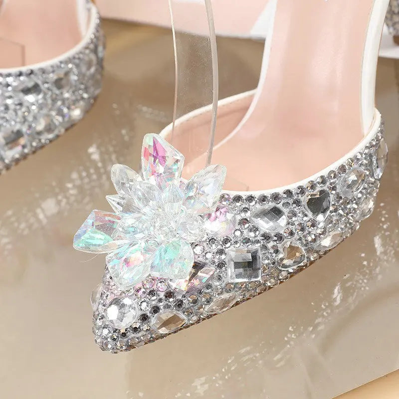 2025 Spring New Crystal Flash Diamond 7 Colors Wedding Bridesmaid Shoes Banquet Stiletto Women's Shoes heels_bridal