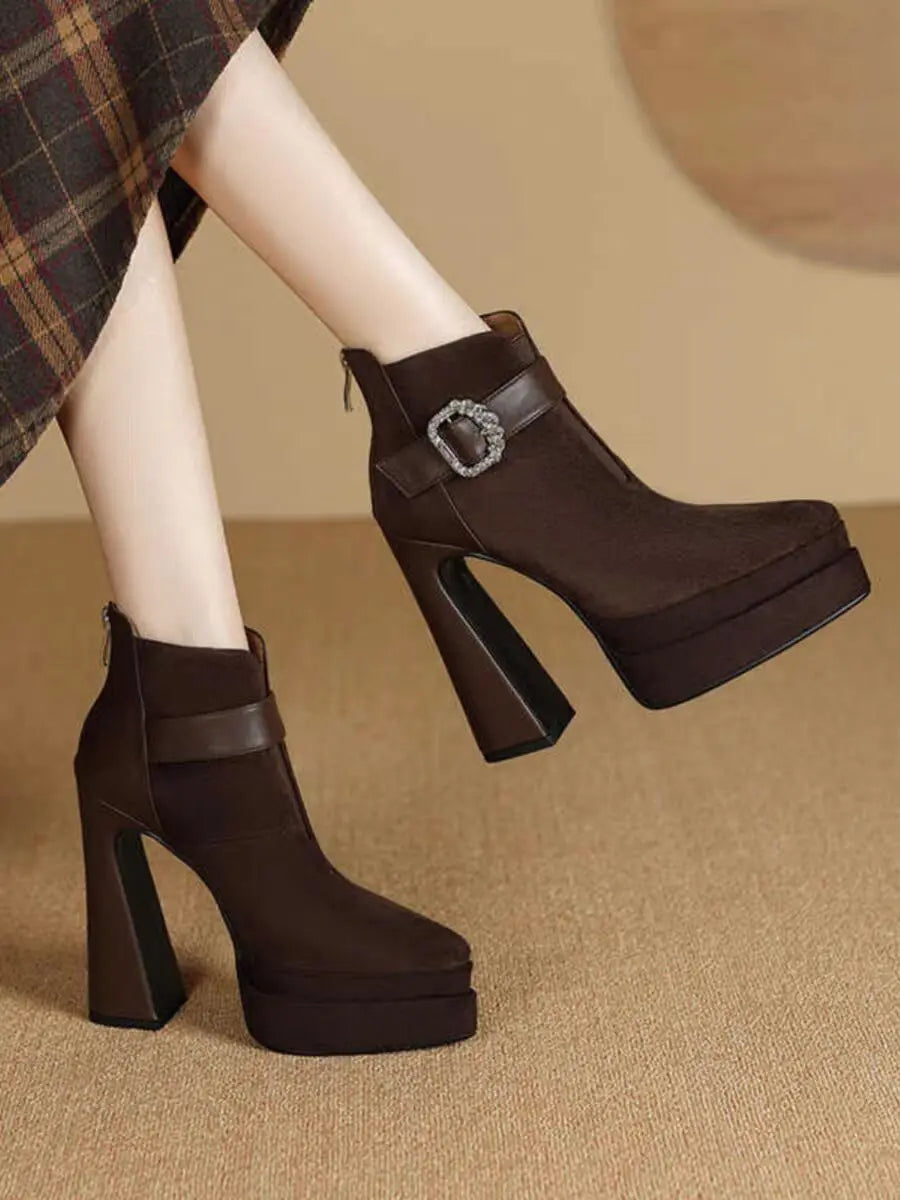 Crystal Platform Pointed Toe Women Ankle Boots Super High Heels Shoes 2025 Trend Luxury Brand Chunky Chelsea Snow Botas Pumps boots_platform