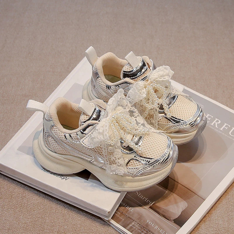 Girls Sports Shoes Spring Autumn Pink Breathable Girls Casual Shoes 3-18 Years Old Beige Soft Non-slip Children's Single Shoes kids_shoes