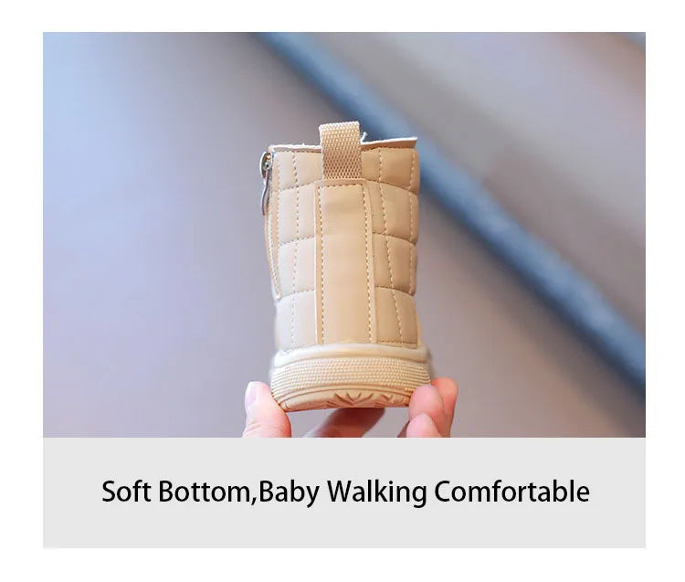 Winter Elegant Children Snow Boots Boys Girls Soft Warm Short Boot with Thick Fur Little Kids Cotton Shoes Cute Baby Boot H08104 kids_shoes