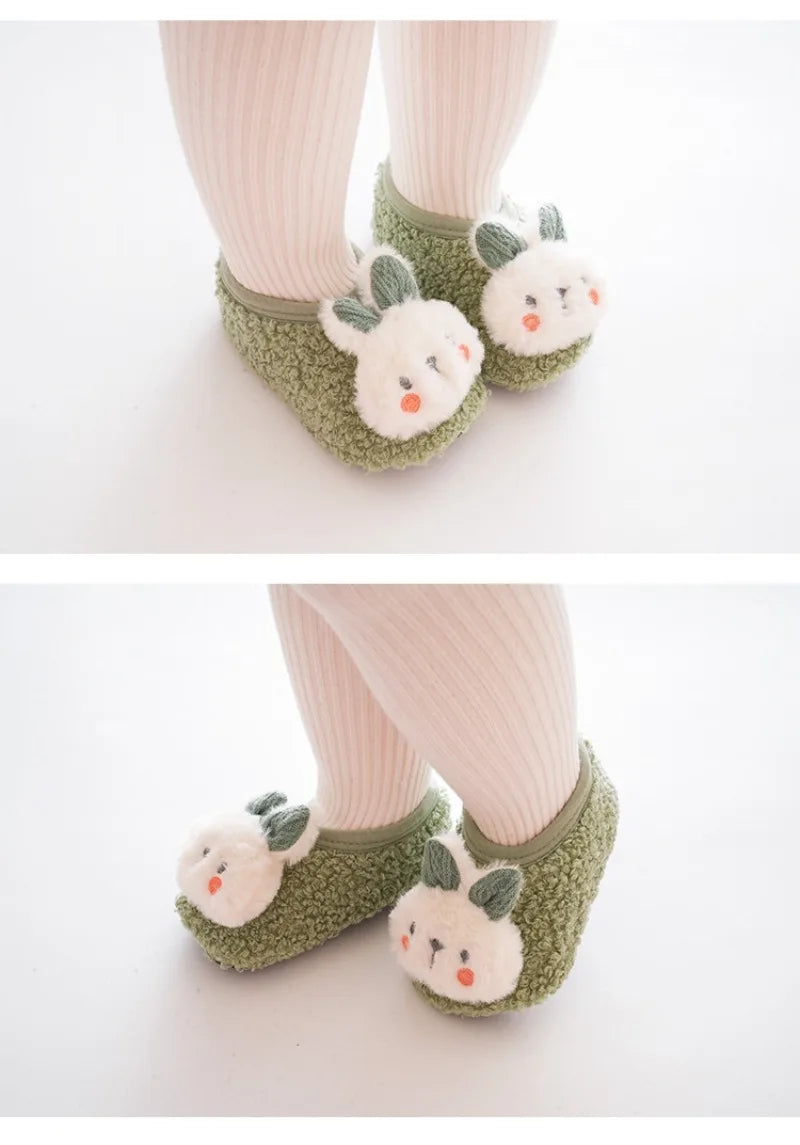 Cartoon Rabbit Baby Floor Socks Kids Plush Slippers Toddler Warm Shoes Children Soft Non-slip Prewalkers Indoor Home Slippers kids_shoes