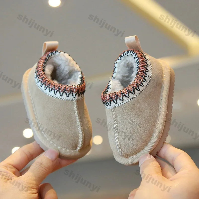 Baby Warm Casual Flat Low Top Snow Boots 2025 Winter Fashion Childrens' Concise Soft Soled Comfortable Non Slip Cotton Shoes kids_shoes