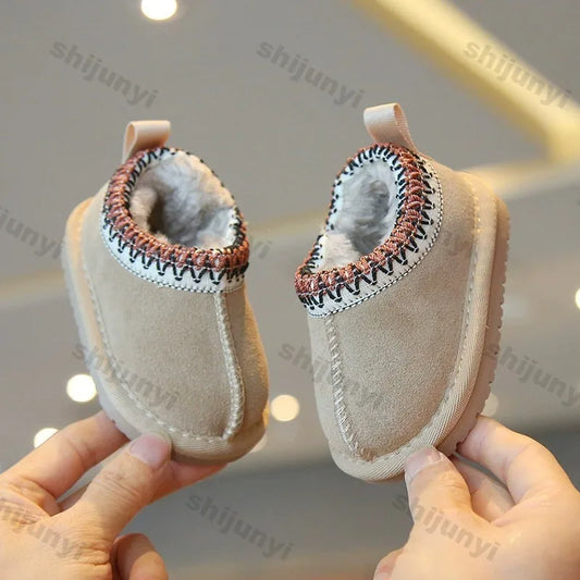 Baby Warm Casual Flat Low Top Snow Boots 2025 Winter Fashion Childrens' Concise Soft Soled Comfortable Non Slip Cotton Shoes kids_shoes