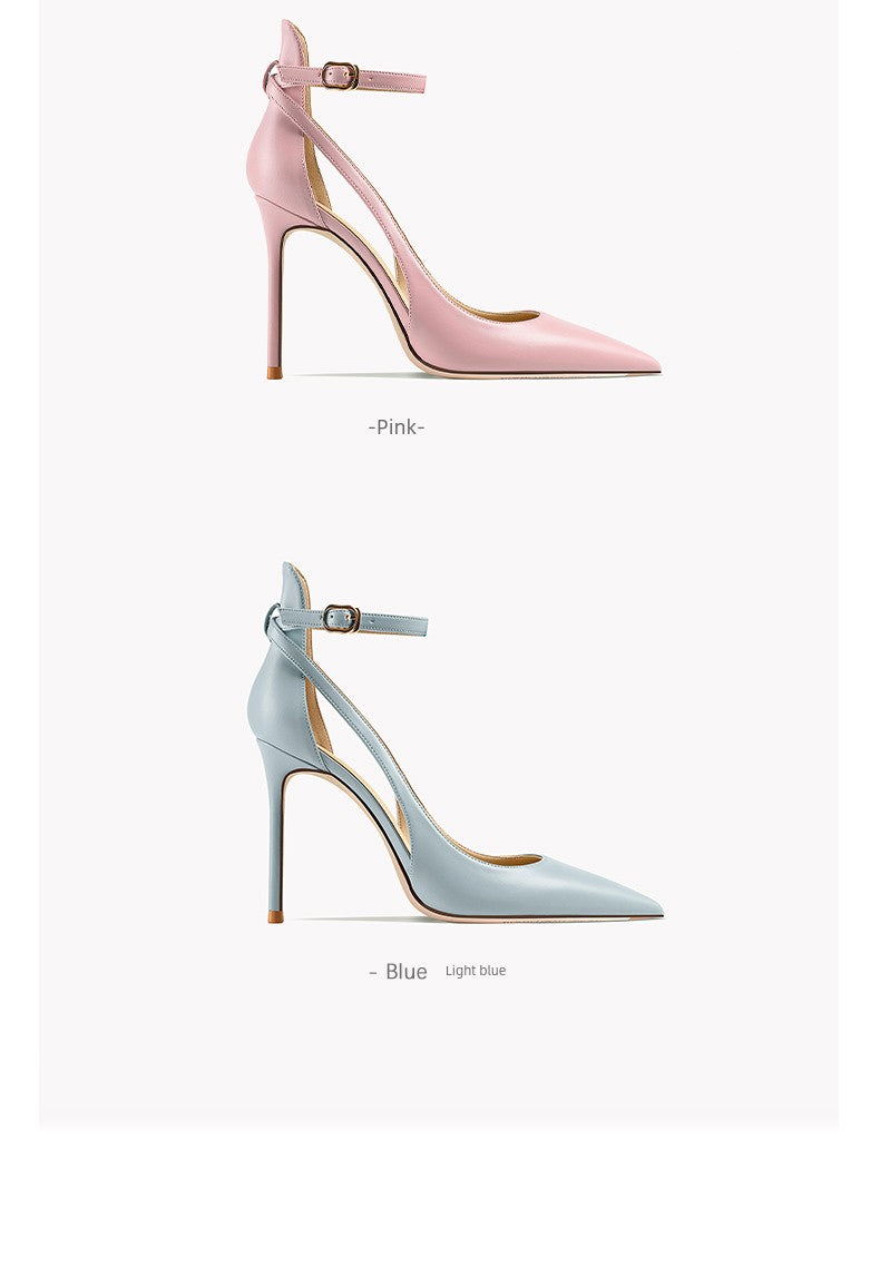 2025 Summer New Arrival Strap Roman Closed Toe Sandals Women's Stiletto Heel Pink Openwork Strap Pointed High Heels heels_stiletto