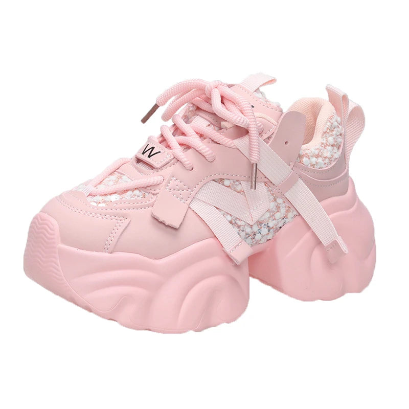 7CM Fashion Spring Autumn Sneakers Women Lace Up Chunky Platform Sports Dad Shoes Woman Comfort Casual Shoes Zapatillas Mujer sneakers_platform