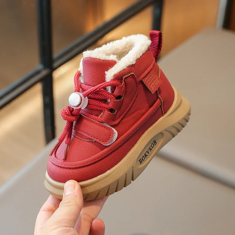 2024 Children Casual Shoes for Girls Boys Winter New Fashion Korean Style Soft Bottom Anti-slippery Versatile Plush Warm Boots kids_shoes