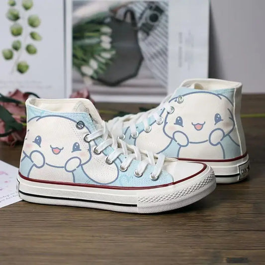 Sanrio Cute Pompompurin Hello Kitty Canvas Shoes Women Breathable Sneakers Brand Sport Casual Flats Shoes High Top Zapatos Mujer sneakers_women