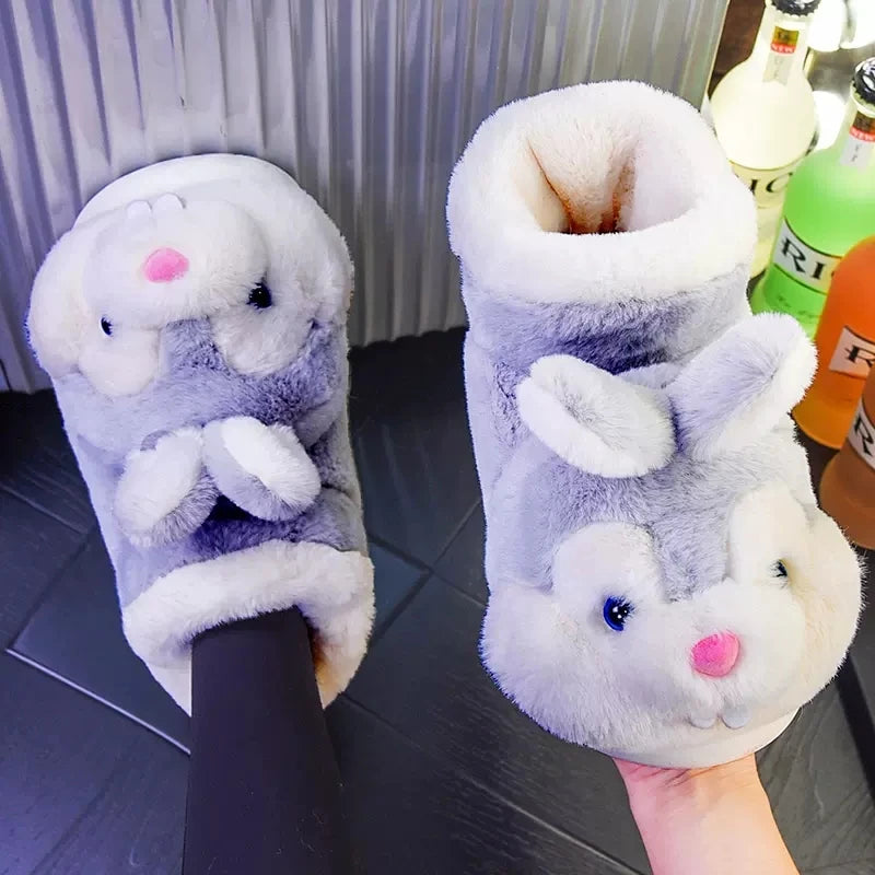 2025 Women's Winter Warm Shoes Plush Lining Indoor Slippers Couples Platform Heel High Top Snow Boots Female Male Home Slipper kids_shoes