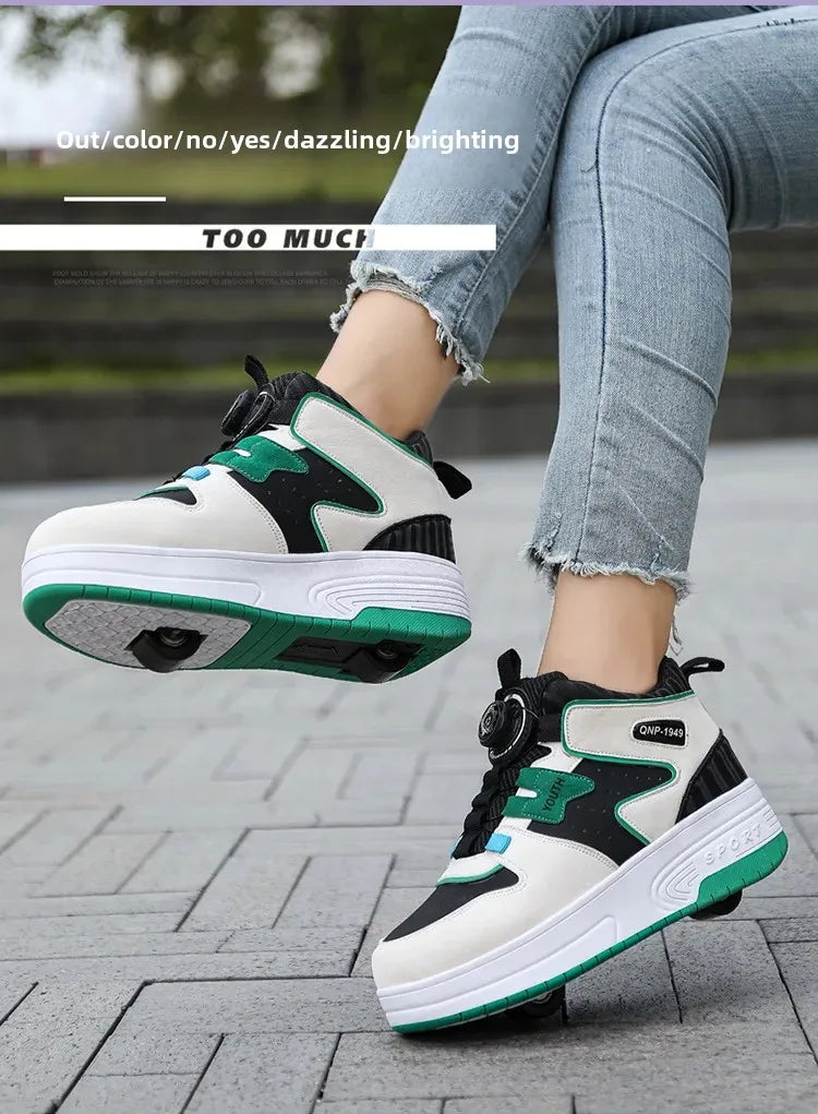 2026 Autumn Winter Popular Children's Roller Skates Men Women's Sport Shoes With Rotating Buckle And Wheels Single Row Skating kids_shoes