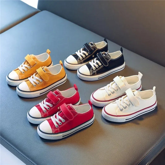 2023 New Children's Canvas Shoes Boy's Girls Small White Magic Stickers Student Baby Board Shoes Summer Rubber Outsole kids_shoes