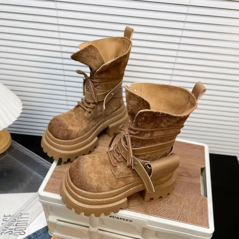 Flats Platform Women Ankle Boots Sport Lace Up Shoes Winter Snow Boots 2025 Trend Walking Running Shoes New Mujer Chelsea Boots boots_platform