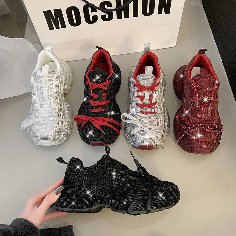 Man Tian Xing Shui Diamond Dad's Shoes for Women 2025 New Fashionable and Stylish Thick Soled Casual Sports Shoes sneakers_platform