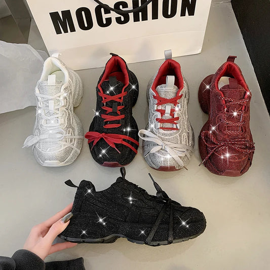 Man Tian Xing Shui Diamond Dad's Shoes for Women 2025 New Fashionable and Stylish Thick Soled Casual Sports Shoes sneakers_platform