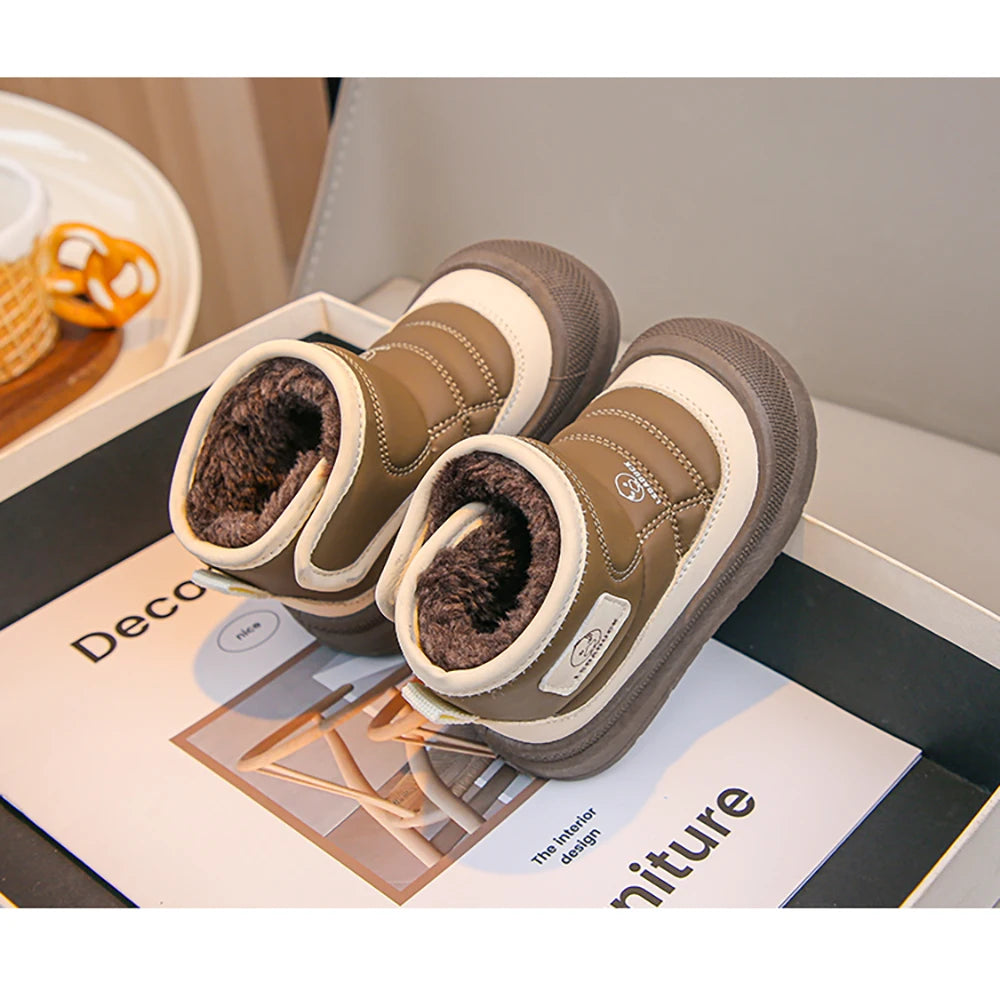 2025 New Winter Plush Snow Boots for Children Thick Warm Boy's Girl's Cotton Shoes Waterproof Kid's Winter Boots Velvet Shoe