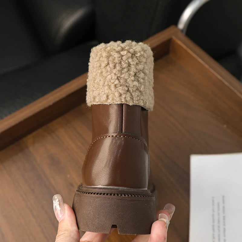 Winter Children's Ankle Boots Warm Simple Toddler Girls Causal Cotton Boots Thick Bottom Trend Kids Fashion Leather Boots Zipper kids_shoes