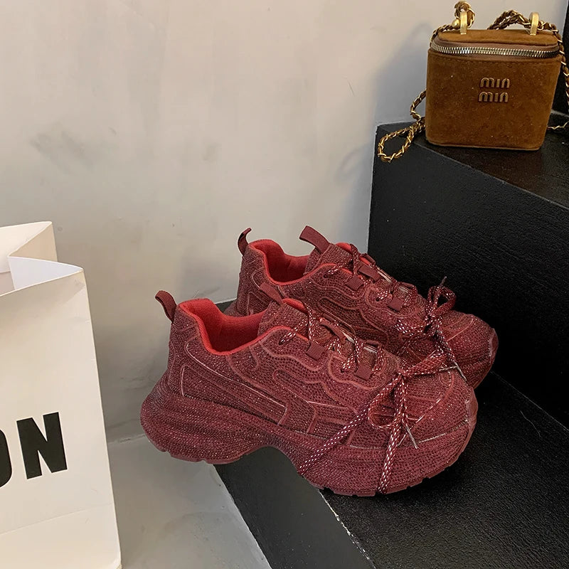 Man Tian Xing Shui Diamond Dad's Shoes for Women 2025 New Fashionable and Stylish Thick Soled Casual Sports Shoes sneakers_platform