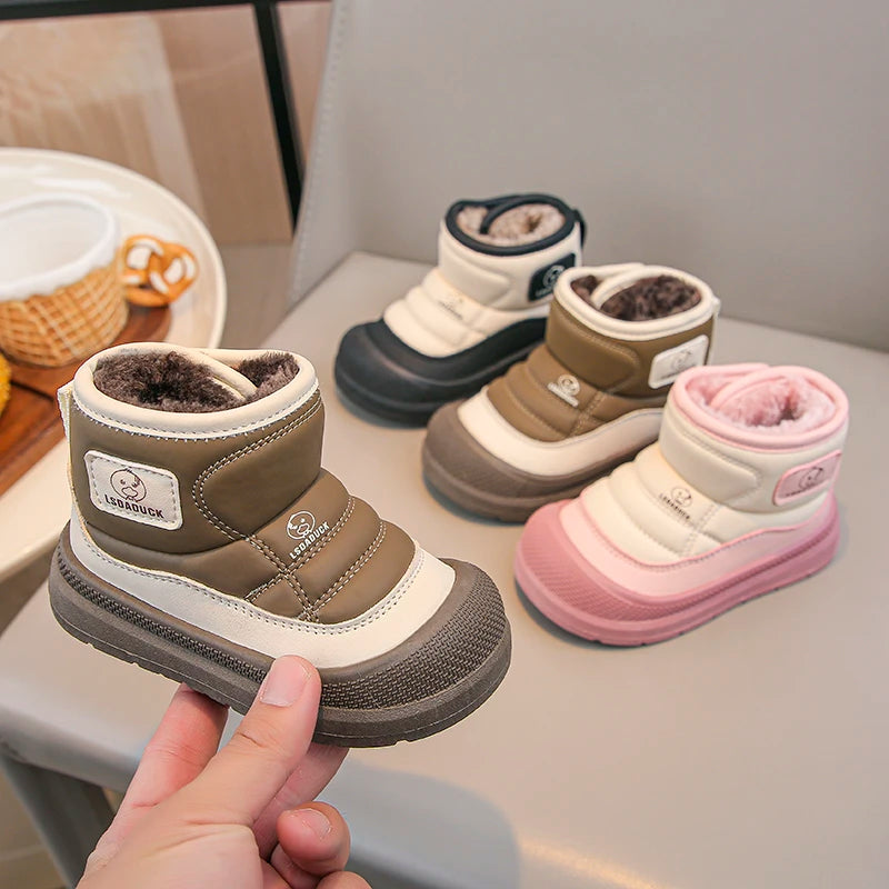 2025 New Winter Plush Snow Boots for Children Thick Warm Boy's Girl's Cotton Shoes Waterproof Kid's Winter Boots Velvet Shoe