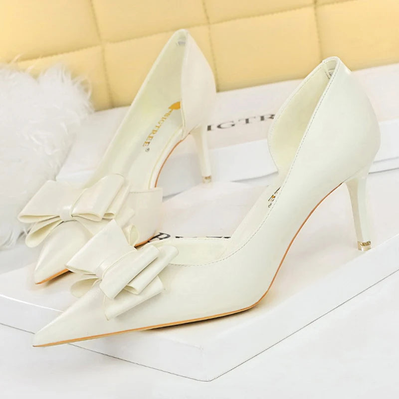 BIGTREE Shoes Bow-knot Woman Pumps Stiletto 10.5 Cm Women Basic Pump Pointed Toe Classic Pumps Sexy High Heels Women Shoes 2025 heels_stiletto
