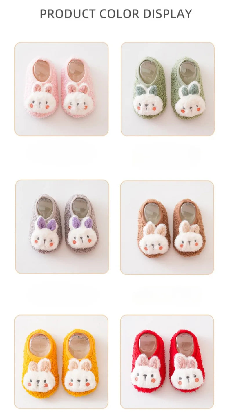 Cartoon Rabbit Baby Floor Socks Kids Plush Slippers Toddler Warm Shoes Children Soft Non-slip Prewalkers Indoor Home Slippers kids_shoes