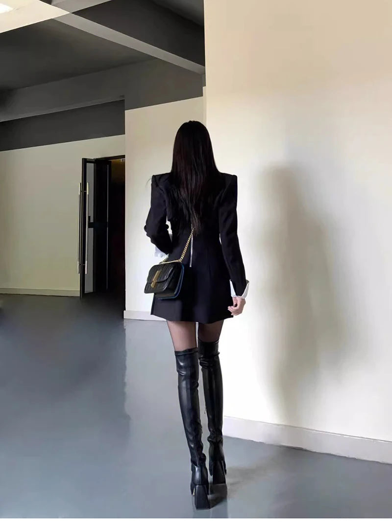 Autumn Winter Street Style Stretch Over The Knee Boots Women Fashion Round Toe Square Platform Heels Long Booties boots_platform