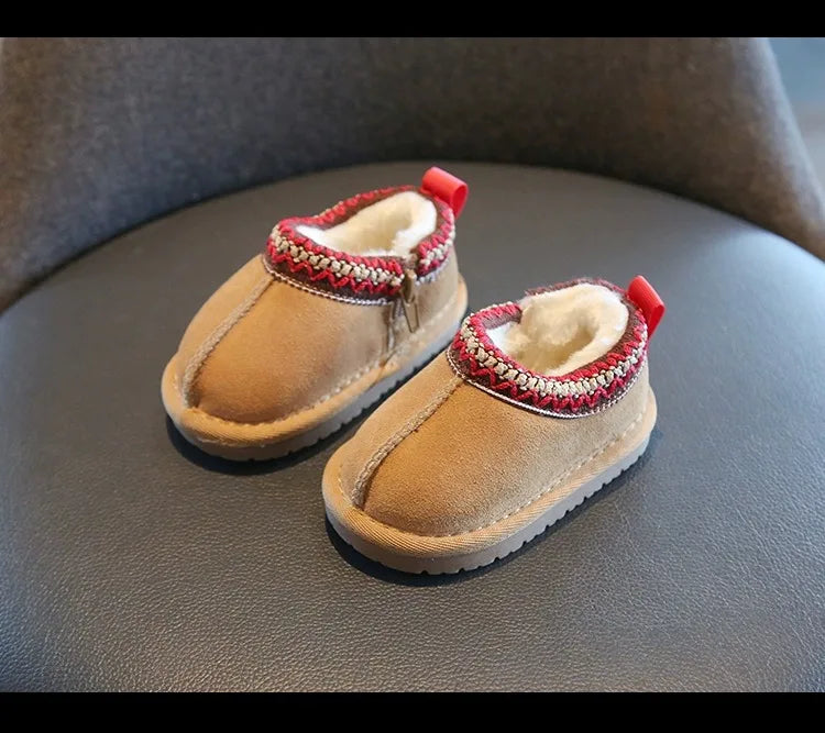 Baby Warm Casual Flat Low Top Snow Boots 2025 Winter Fashion Childrens' Concise Soft Soled Comfortable Non Slip Cotton Shoes kids_shoes