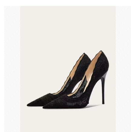 White Wedding Shoes Bridal Shoes Design Sense Niche Lace Pointed Stiletto Heel Shallow French High Heels Female Temperament heels_stiletto
