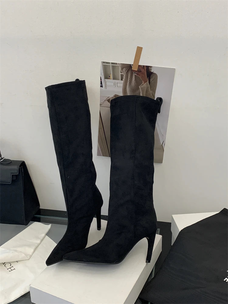 Eilyken Street Style Winter Pointed Toe Women Knee-High Boots Sexy Thin Thin Heels Female Shoes Punk Vintage Long Booties boots_highheel