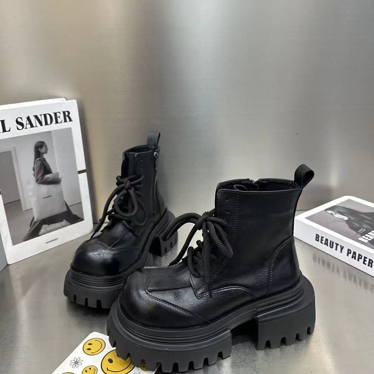 Women's Boots Flats Platform Designer Fad Sport Shoes for Woman Ankle Boots 2025 Winter New Trend Retro Motorcycle Boots Mujer boots_platform