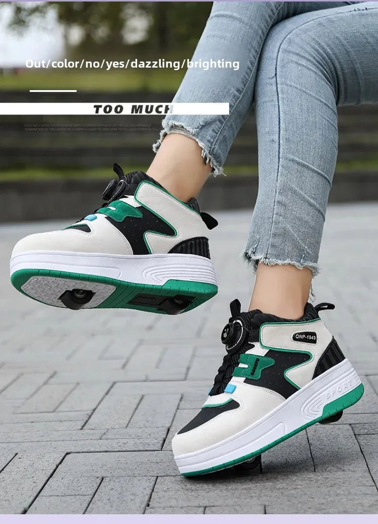 Children's Roller Skates Student Quad-Wheel Skates Women's Double-Wheel Deforming Boys' Inline Skates Cross-Border Supply Shoes kids_shoes