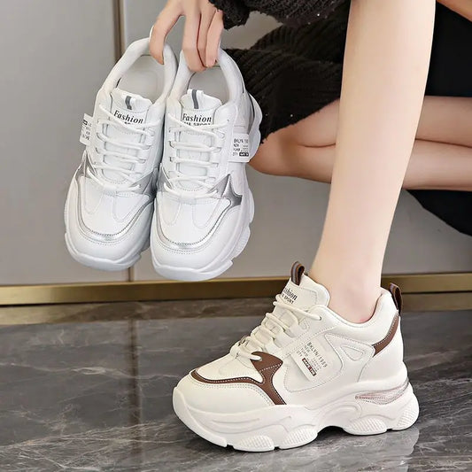 Women Thick Bottom Ultra-light Sneakers New Spring Autumn White Sports Shoes Casual Woman Comfort Breathable Running Shoes sneakers_platform
