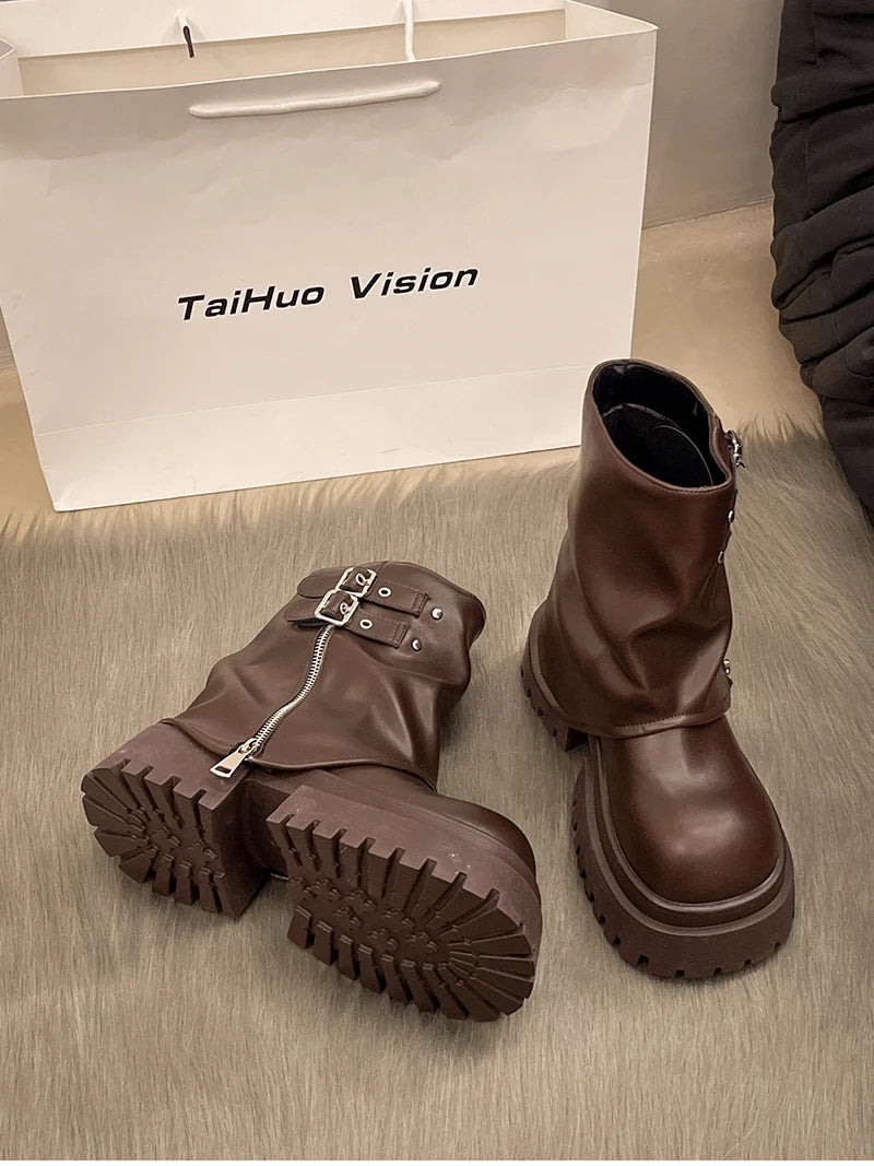 Designer Women Trouser Legs Short Boots Female Platform Thick Bottom Knight Booties Autumn Winter Shoes boots_platform