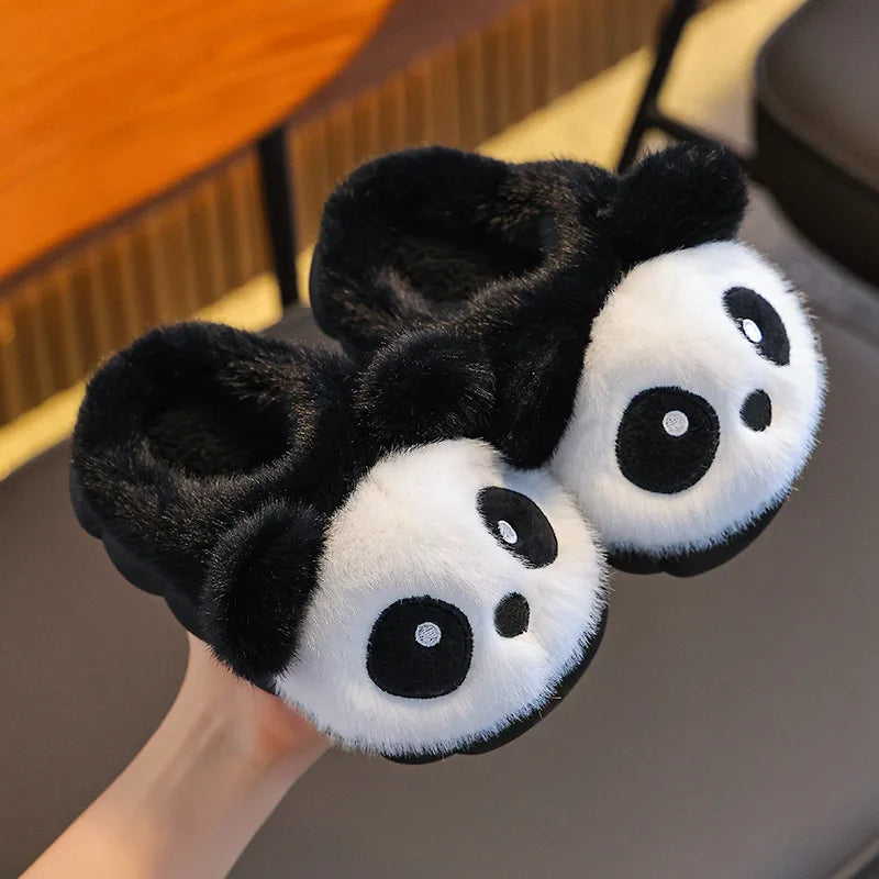 Winter Children Cotton Slippers Boys Warm And Plush Panda Slippers Cute Cartoon Girls Home Slippers kids_shoes