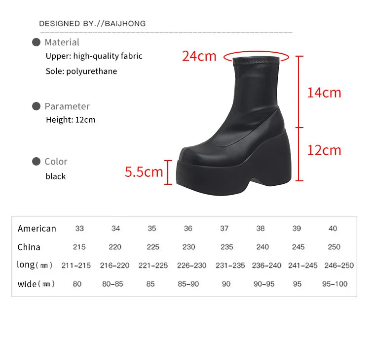 Brand Women Boots Gothic Style Platform Women Ankle Boots High Quality Walking Comfy Woman Shoes New Sexy High Heels Big Size 43 boots_platform