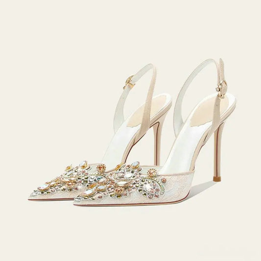 2025 New Baotou Fairy Wind Sandals Female Diamond-Pointed High Heels With Wedding Shoes Sexy Bridesmaid Shoes heels_bridal