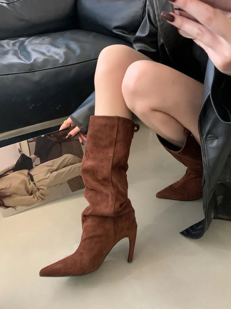 Eilyken Street Style Winter Pointed Toe Women Knee-High Boots Sexy Thin Thin Heels Female Shoes Punk Vintage Long Booties boots_highheel