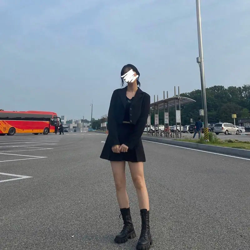 New Mid Calf Boots Women Autumn Winter Fashion Lace-up Ladies Chelsea Zipper Botas Mujer Boots Sports Platform Heel Ladies Shoes boots_platform