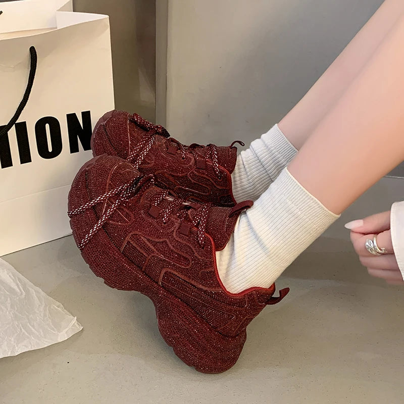 Man Tian Xing Shui Diamond Dad's Shoes for Women 2025 New Fashionable and Stylish Thick Soled Casual Sports Shoes sneakers_platform