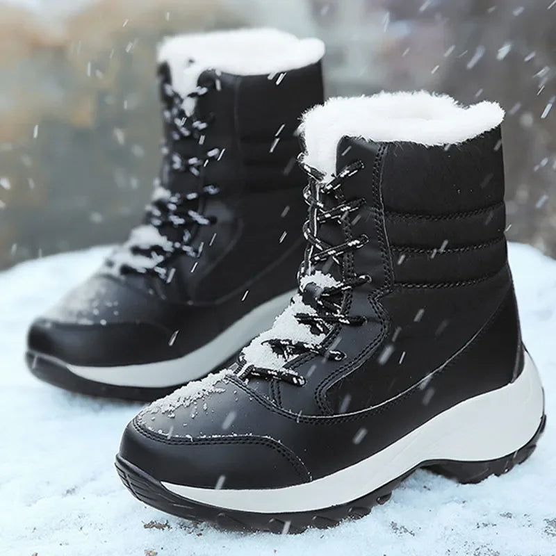Snow Boots Women Platform Boots Non-slip Women Winter Shoes Fur Warm Ankle Boots for Women Wedges Waterproof Thigh High sneakers_platform