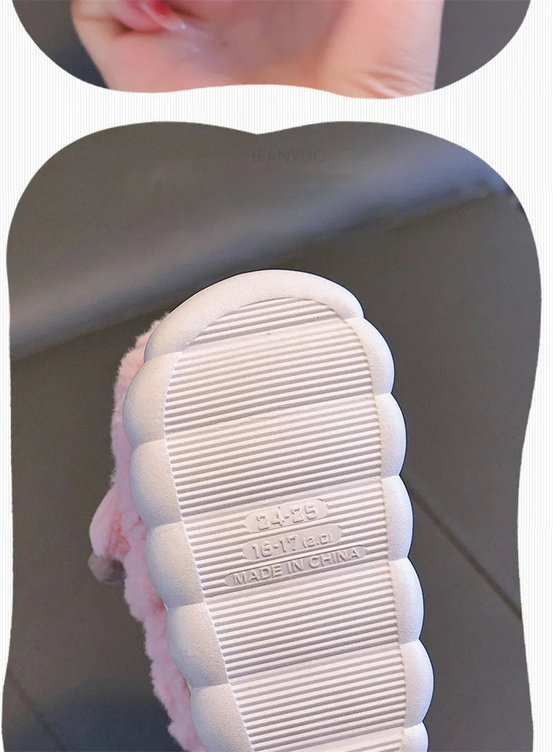 Cute Cartoon Winter Children Sheep Slippers Boys Girls Kid Indoor Anti Slip Warm Home Slippers Soft Comfortable Baby Plush Shoes kids_shoes