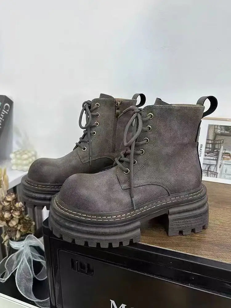 Platform Women's Ankle Boots Flats Designer Shoes Winter 2025 Fad Chelsea Boots New Walking Goth Leather Motorcycle Mujer Botas boots_platform