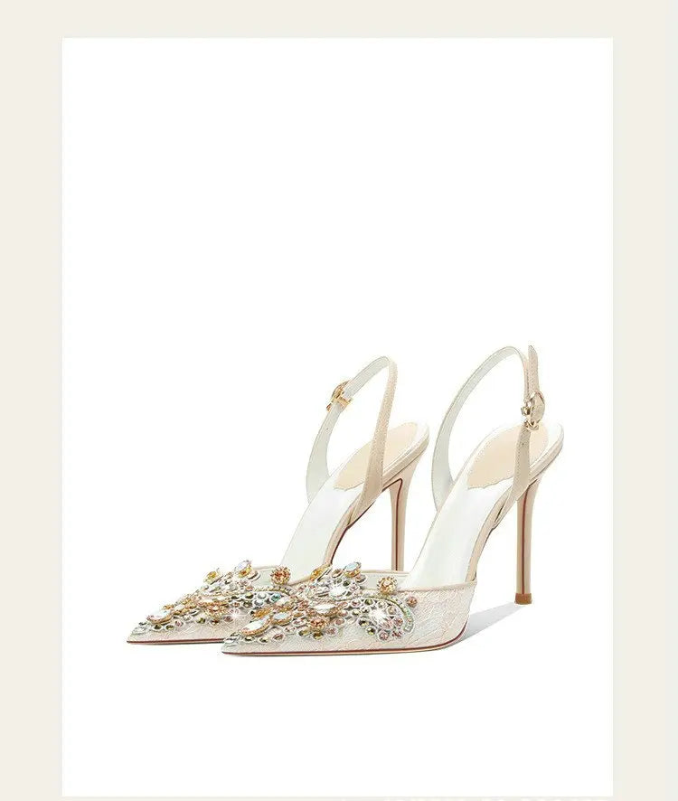 2025 New Baotou Fairy Wind Sandals Female Diamond-Pointed High Heels With Wedding Shoes Sexy Bridesmaid Shoes heels_bridal