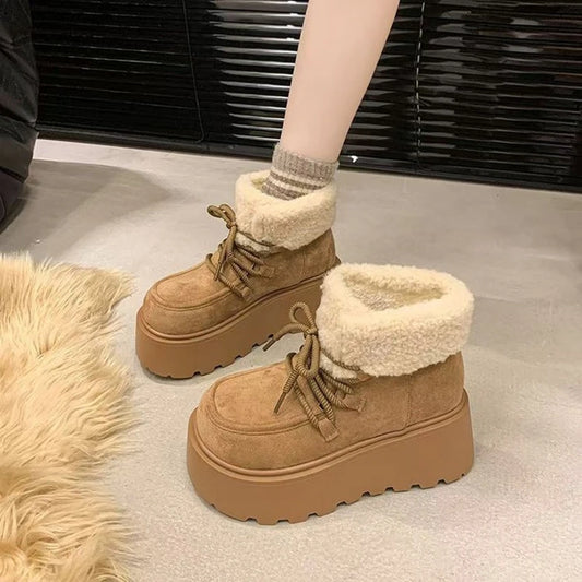 Winter Keep Warm Women Snow Boots Fashion Platform Flats Short Booties Designer Cotton Shoes Botas Mujer Winter Fur Ankle Boots boots_platform