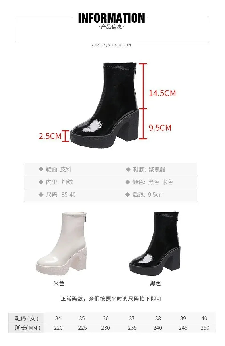 2025 New Platform Women Ankle Boots Leather Fashion High Heels Shoes Trend Designer Classic Chunky Pumps Goth Winter Botas Mujer boots_platform