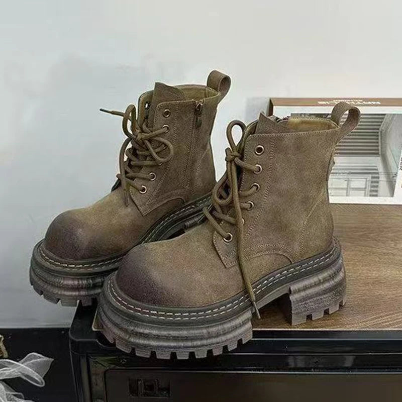 Platform Women's Ankle Boots Flats Designer Shoes Winter 2025 Fad Chelsea Boots New Walking Goth Leather Motorcycle Mujer Botas boots_platform