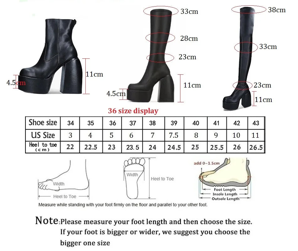 Boots For Woman Knee Shoes On Platform Gothic High Heels Punk Style New Rock Autumn Winter Chunky Pumps Plus Size Women Clothing boots_platform