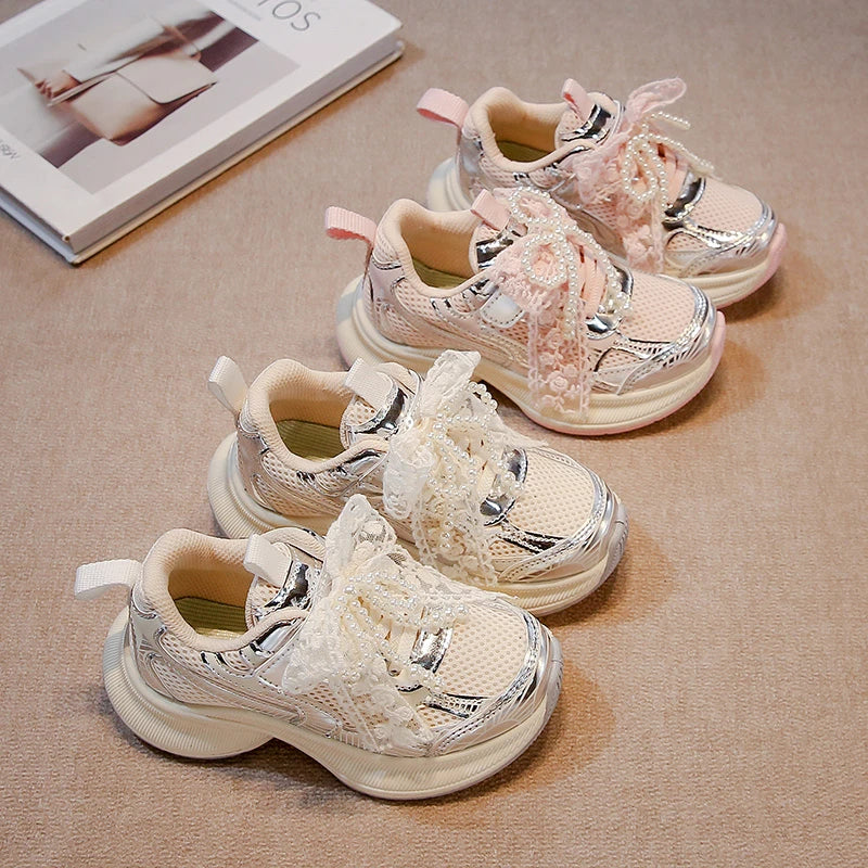 Girls Sports Shoes Spring Autumn Pink Breathable Girls Casual Shoes 3-18 Years Old Beige Soft Non-slip Children's Single Shoes kids_shoes