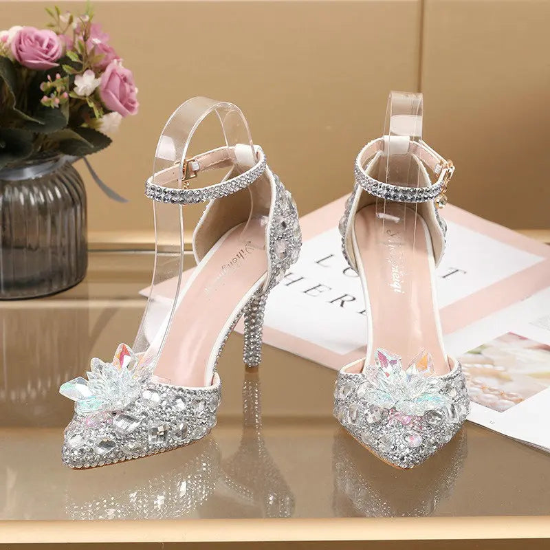 2025 Spring New Crystal Flash Diamond 7 Colors Wedding Bridesmaid Shoes Banquet Stiletto Women's Shoes heels_bridal