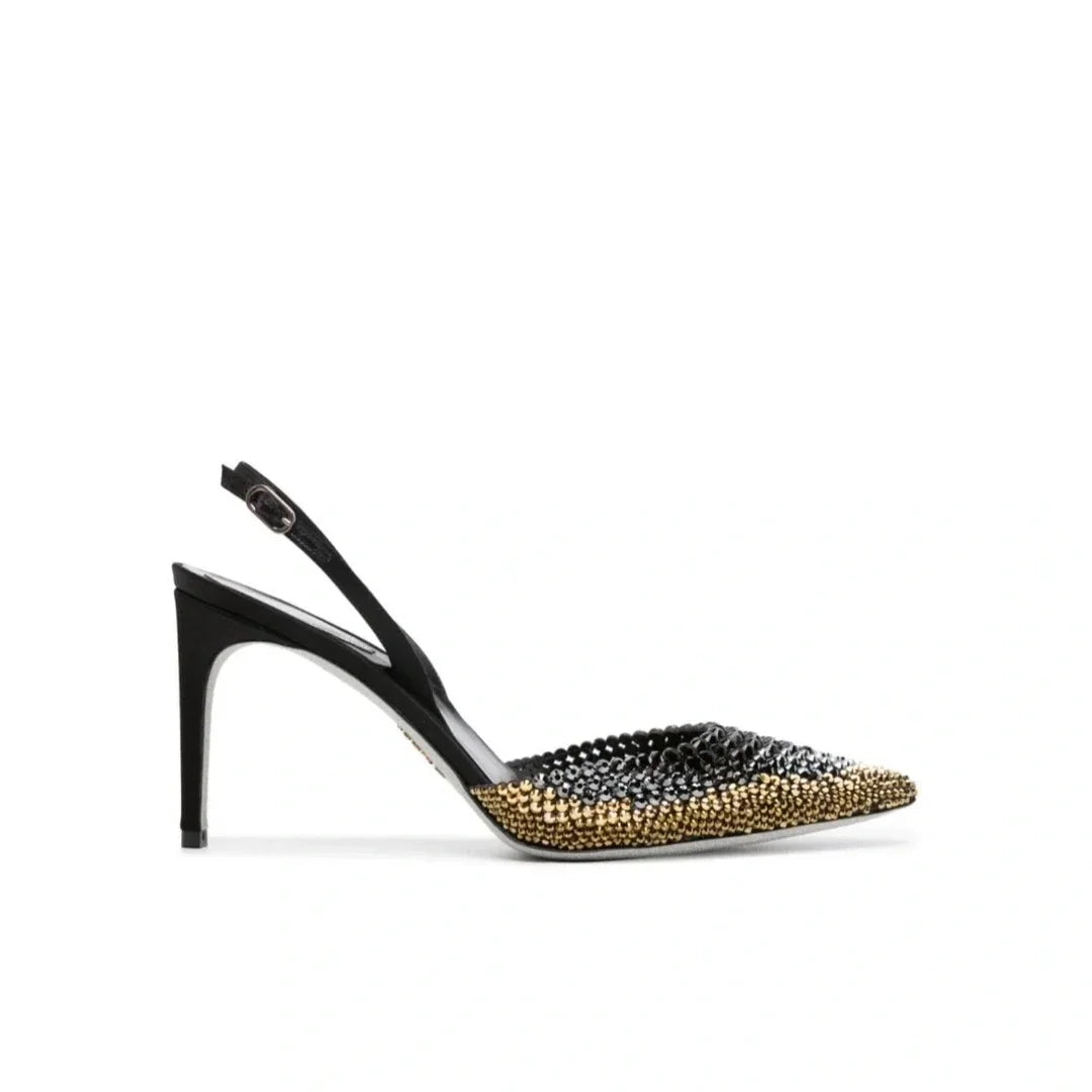 Luxury Rhinestones Gradient Slingbacks Women Pumps Fashion Bling Crystal Banquet Stiletto High Heels Fashion Party Prom Shoes heels_stiletto