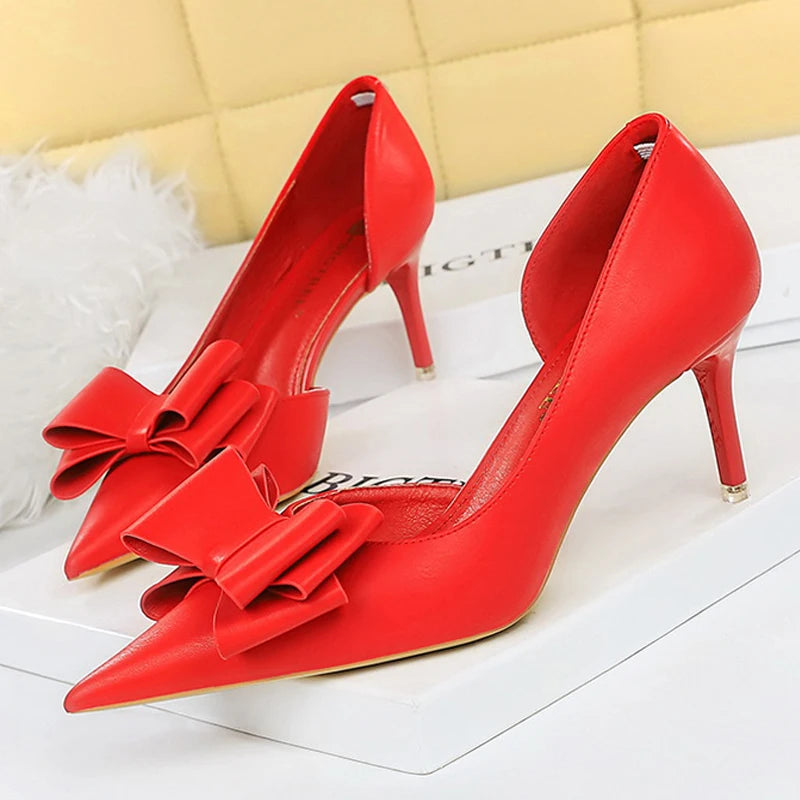 BIGTREE Shoes Bow-knot Woman Pumps Stiletto 10.5 Cm Women Basic Pump Pointed Toe Classic Pumps Sexy High Heels Women Shoes 2025 heels_stiletto